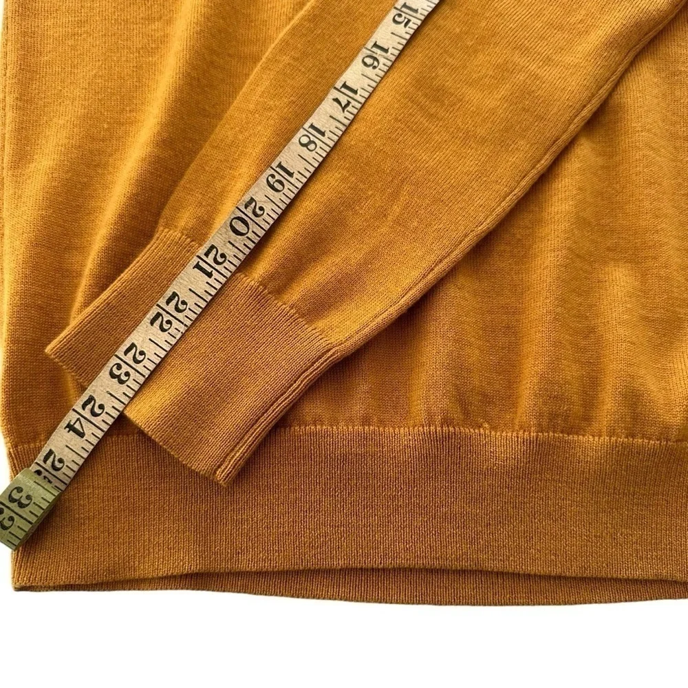 J. CREW ITALIAN TOLLEGNO MERINO WOOL V-NECK YELLOW SWEATER SIZE SMALL
